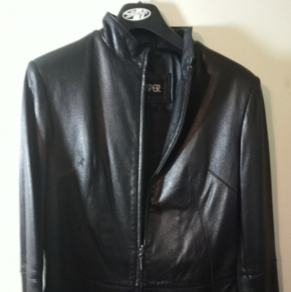 Women's BLACK LEATHER JACKET size Large - Picture 4 of 6